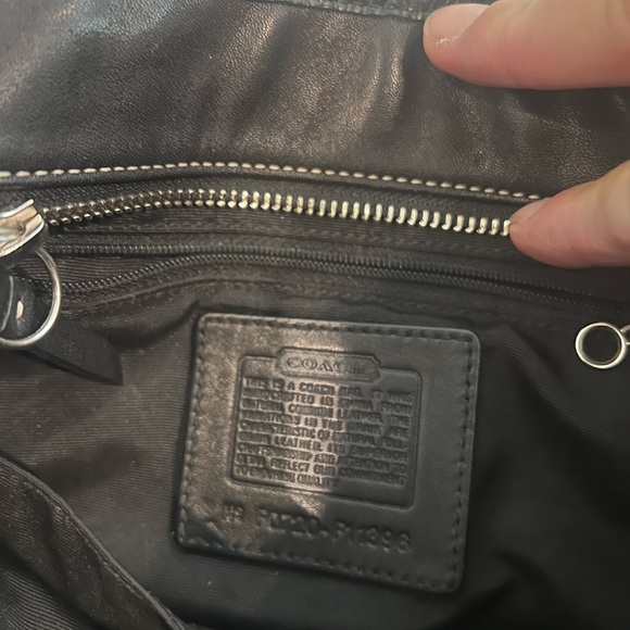 Coach Black Leather Tote with White Stitching - Picture 5 of 5